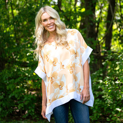 Rae One Size Sheer Short Sleeve Boat Neck Poncho Top