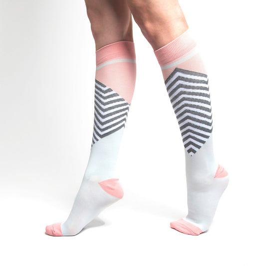 Pink Chevron Knee High 15-20mmHg Compression Socks