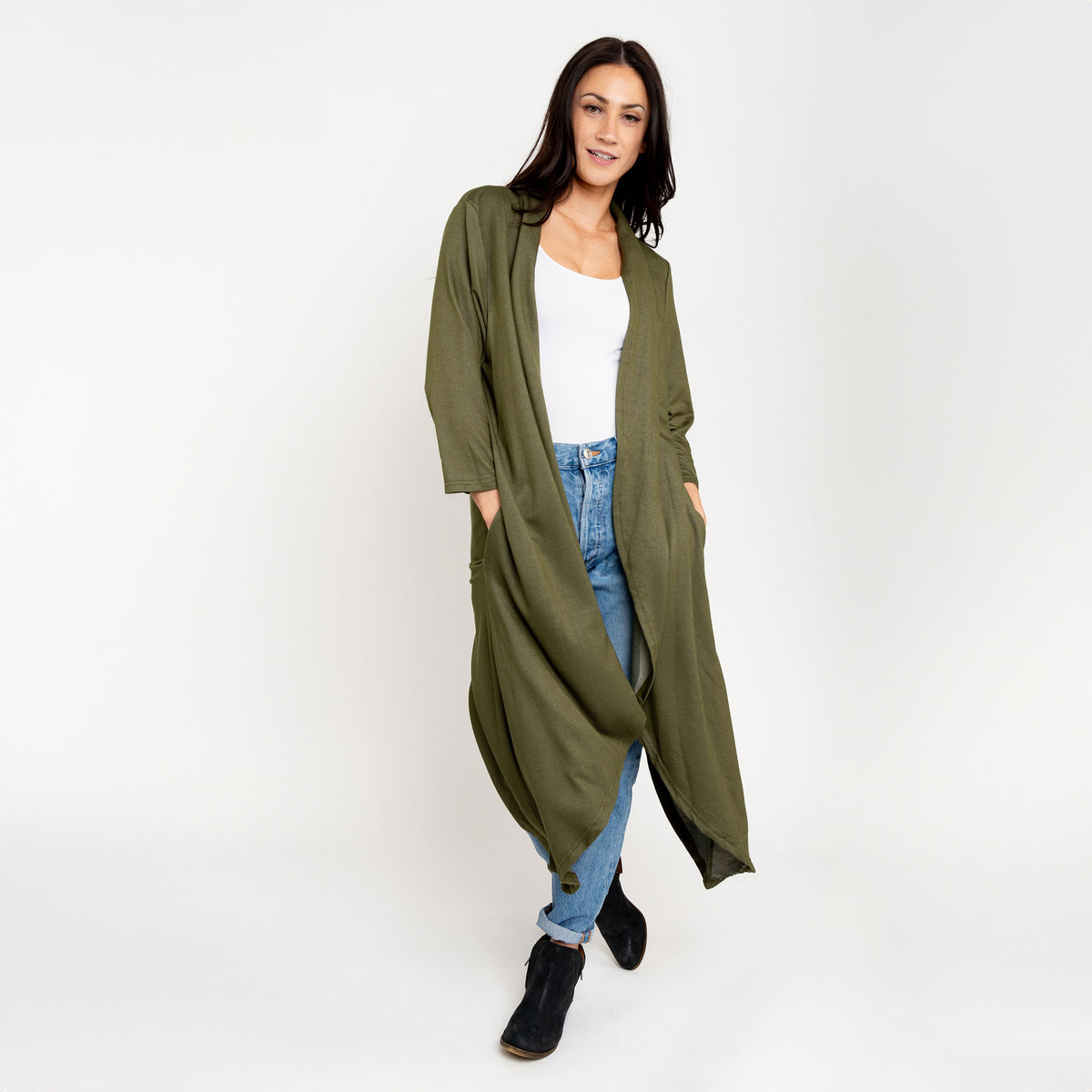 Diana Long Length 3/4 Sleeve Comfort Stretch Cardigan