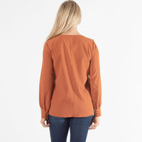 Celine Ruffle Long Sleeve V-Neck Top