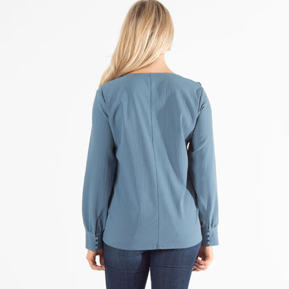 Celine Ruffle Long Sleeve V-Neck Top