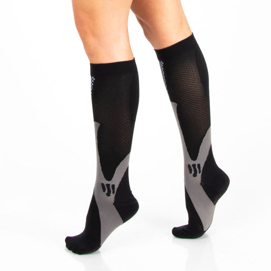 Black Sport Knee High 15-20mmHg Compression Socks