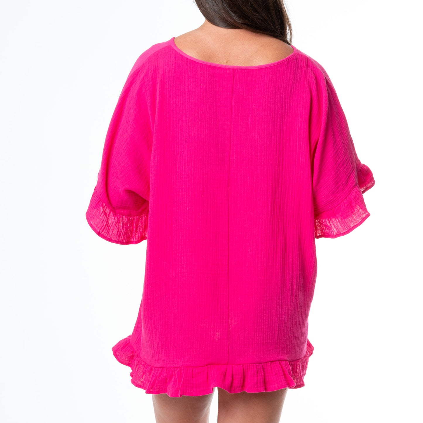 Demi One Size Ruffle Cotton Swimsuit Cover Up