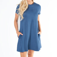 Linzey Stretch Denim Knee Length Tunic Dress Linzey Stretch Denim Knee Length Tunic Dress