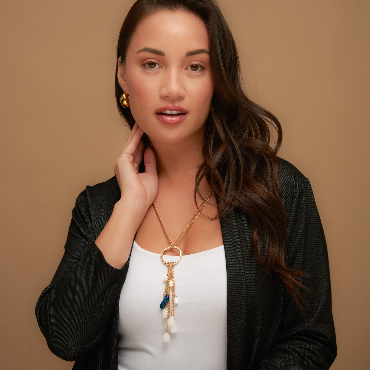 Thalia Gold Bead Cluster 24" Pendant Necklace