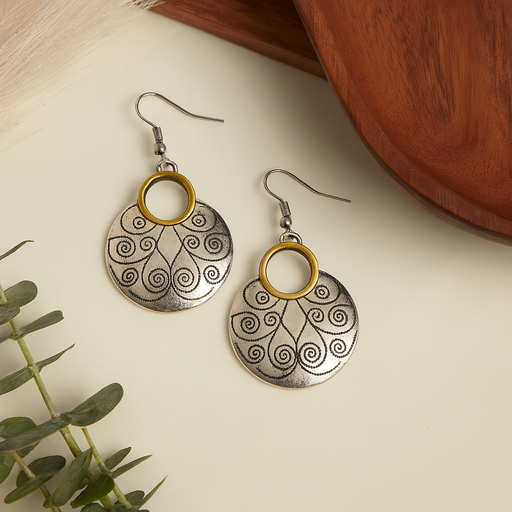 Wild Spirit Small Disc Drop Earrings