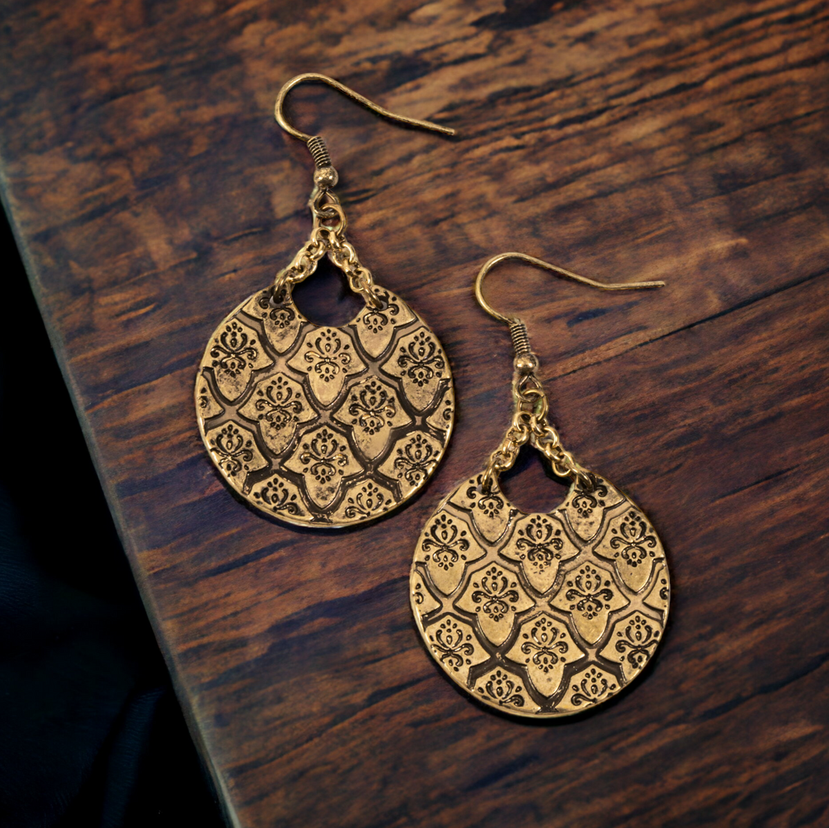 Wild Spirit Gold Disc Drop Earrings