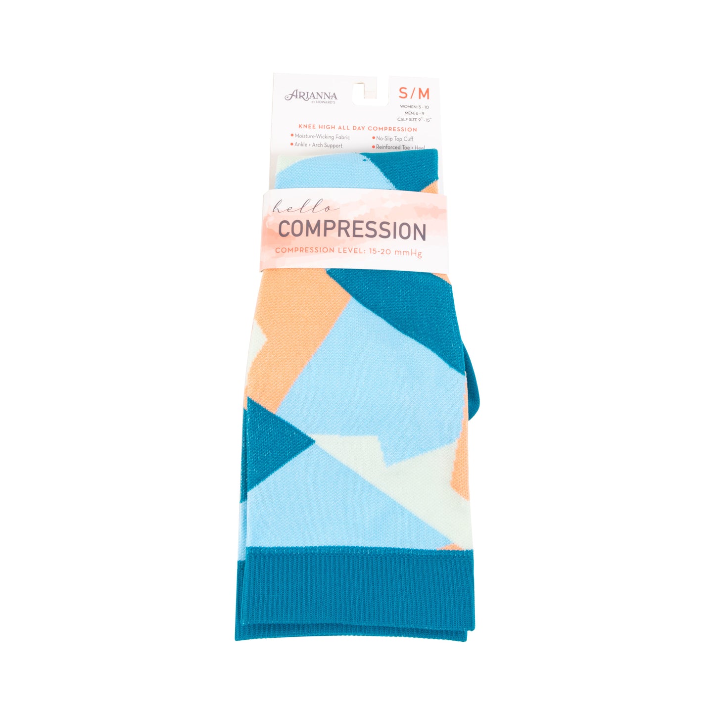 Teal Geo Knee High 15-20mmHg Compression Socks