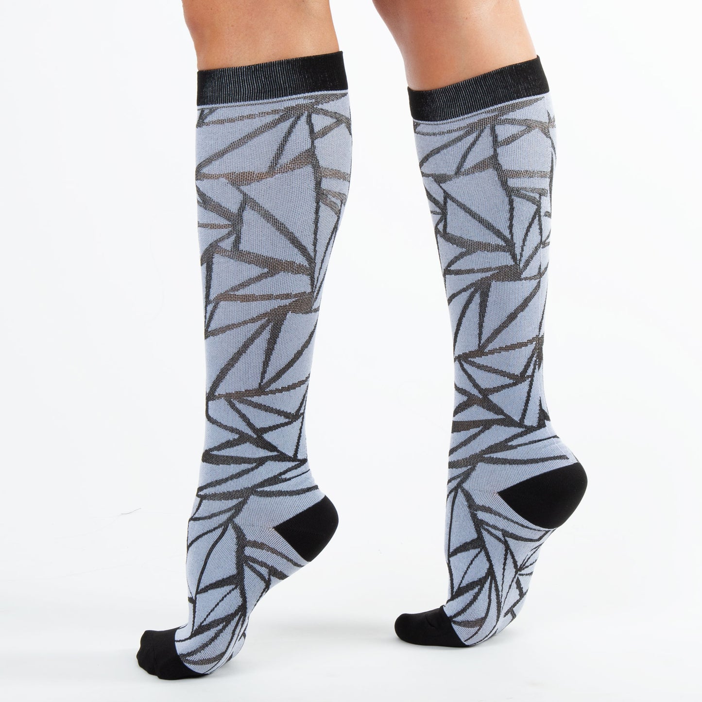 Black Fractal Knee High 15-20mmHg Compression Socks