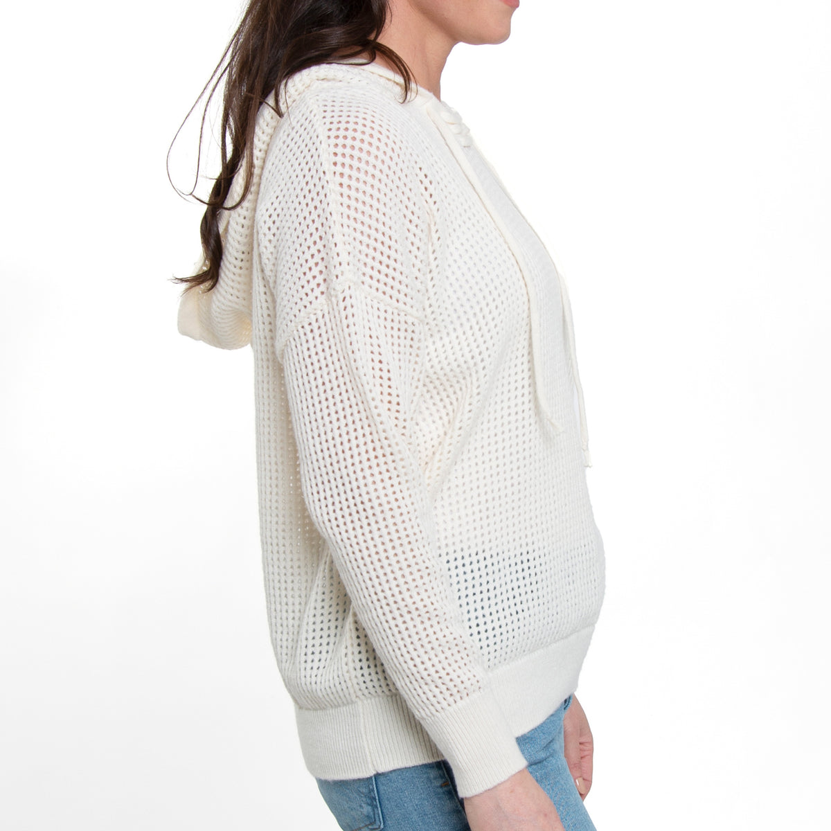 Talullah Crochet Long Sleeve Hooded Pullover Sweater