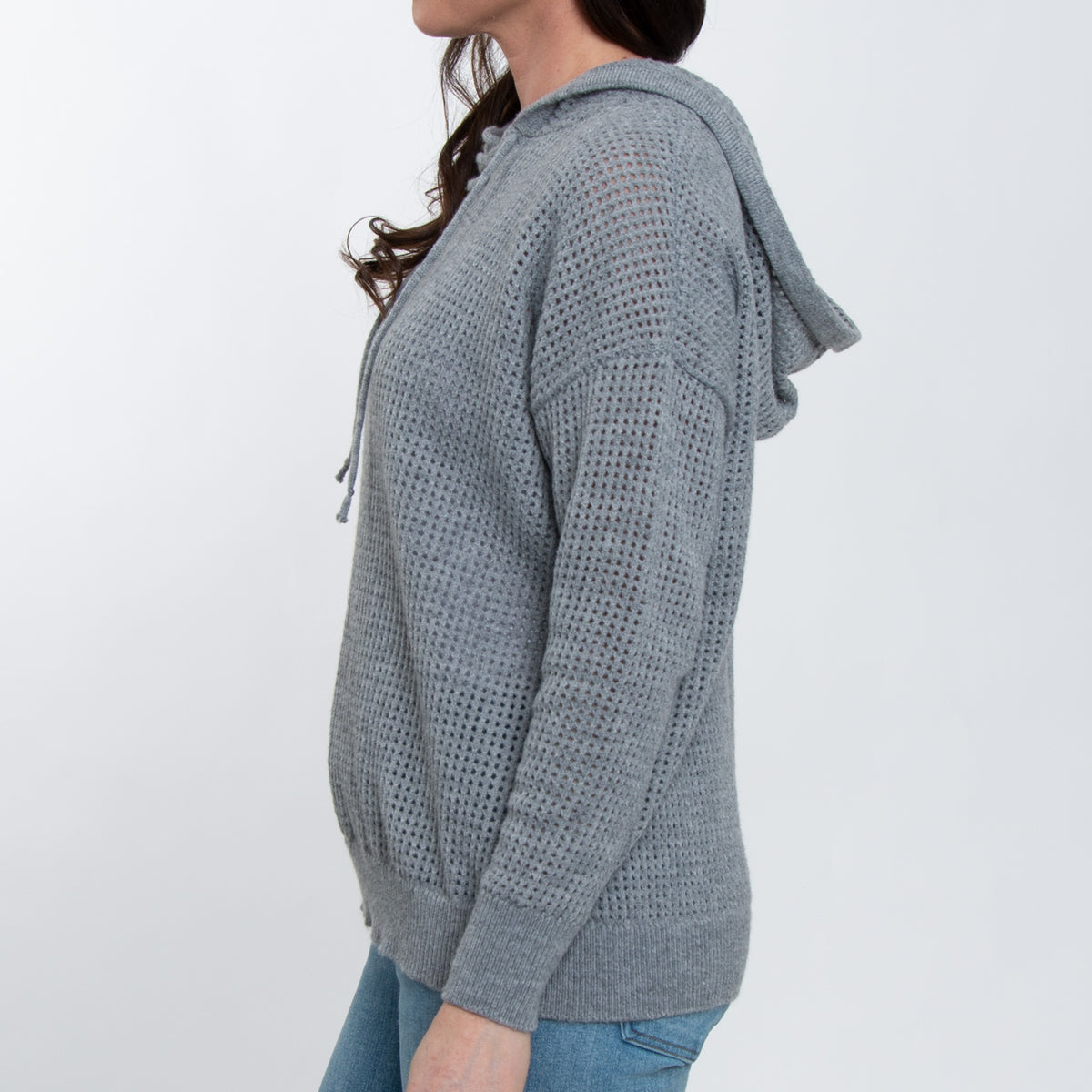 Talullah Crochet Long Sleeve Hooded Pullover Sweater