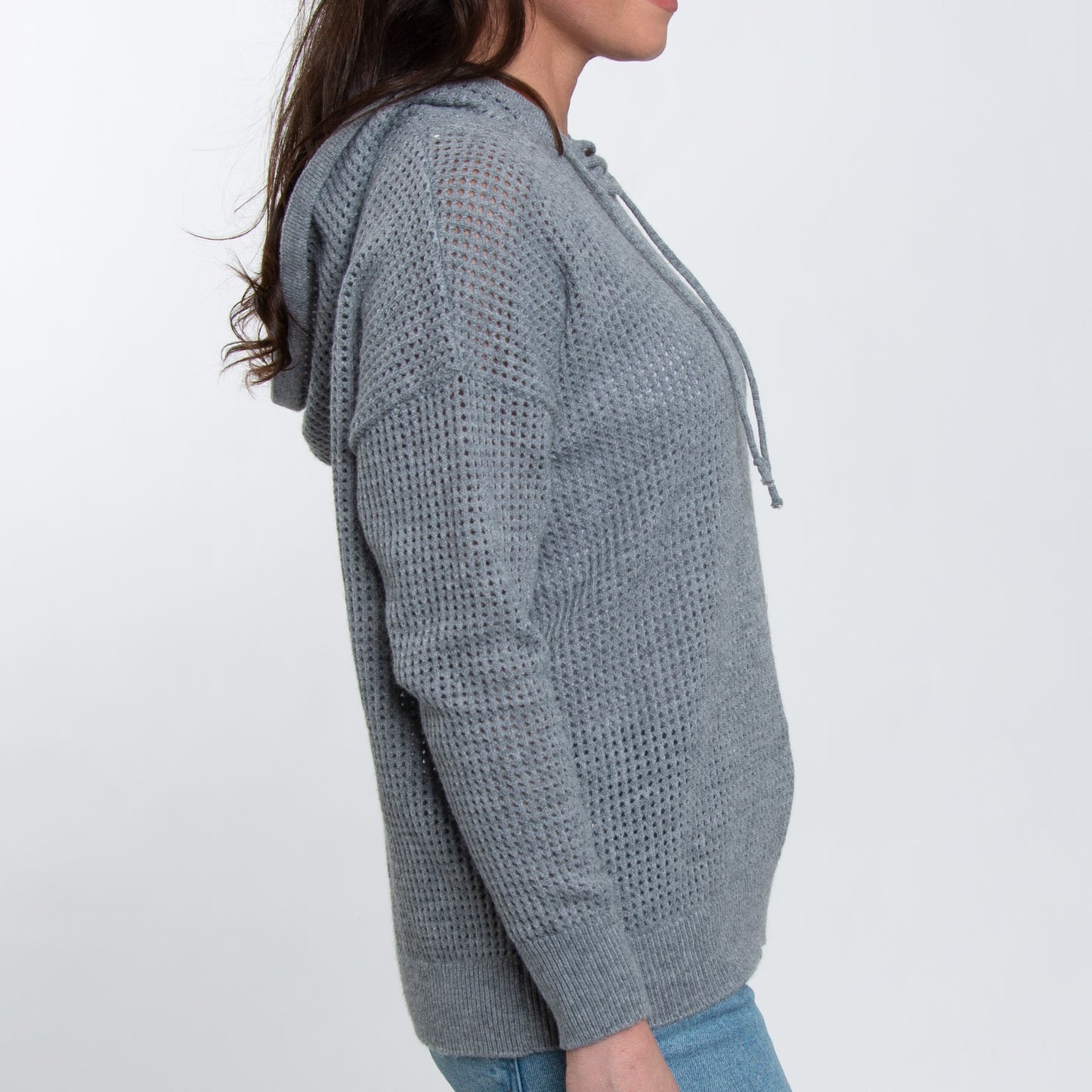 Talullah Crochet Long Sleeve Hooded Pullover Sweater