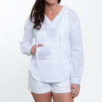 Resortwear Monroe Cotton Gauze Long Sleeve Hooded Pullover