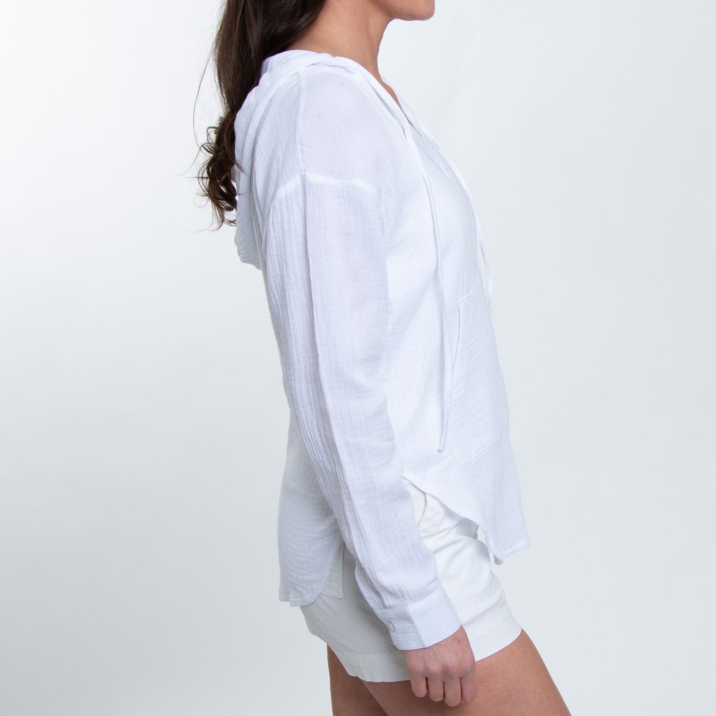 Resortwear Monroe Cotton Gauze Long Sleeve Hooded Pullover