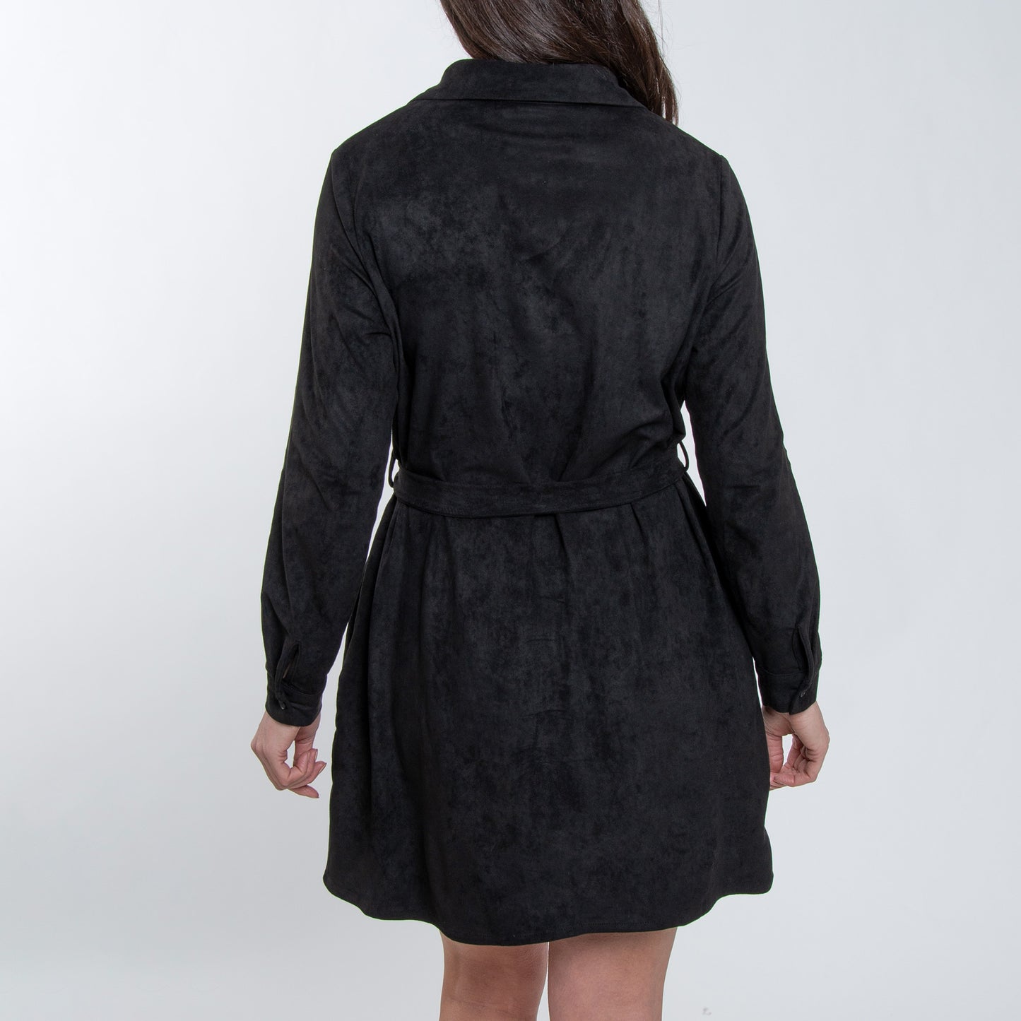 Shiloh Stretchy Suede Long Sleeve Shirt Dress