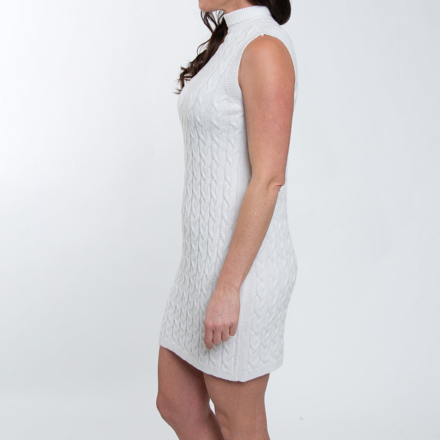 Linnea Sleeveless Cable Knit Body-Con Sweater Dress