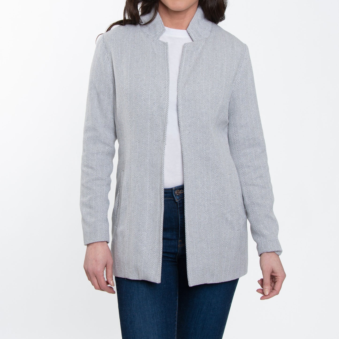 Archer Long Sleeve Herringbone Long Length Blazer