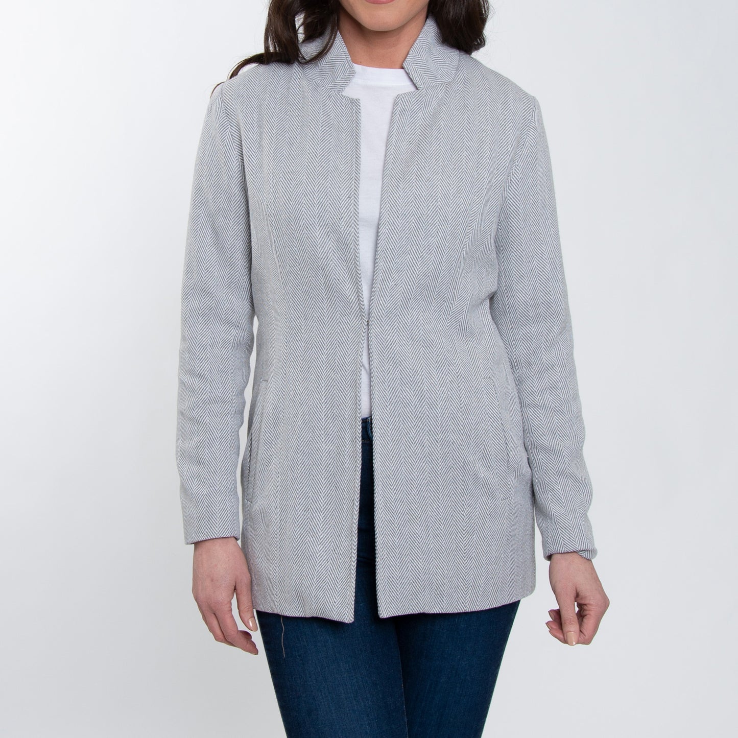 Archer Long Sleeve Herringbone Long Length Blazer