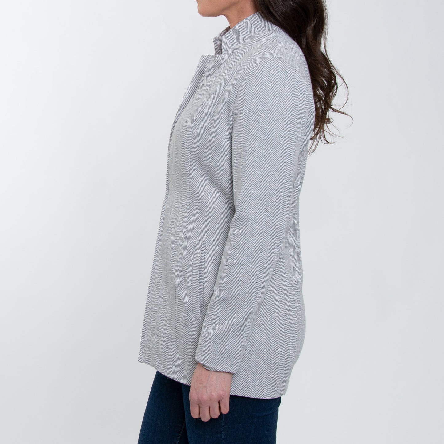 Archer Long Sleeve Herringbone Long Length Blazer