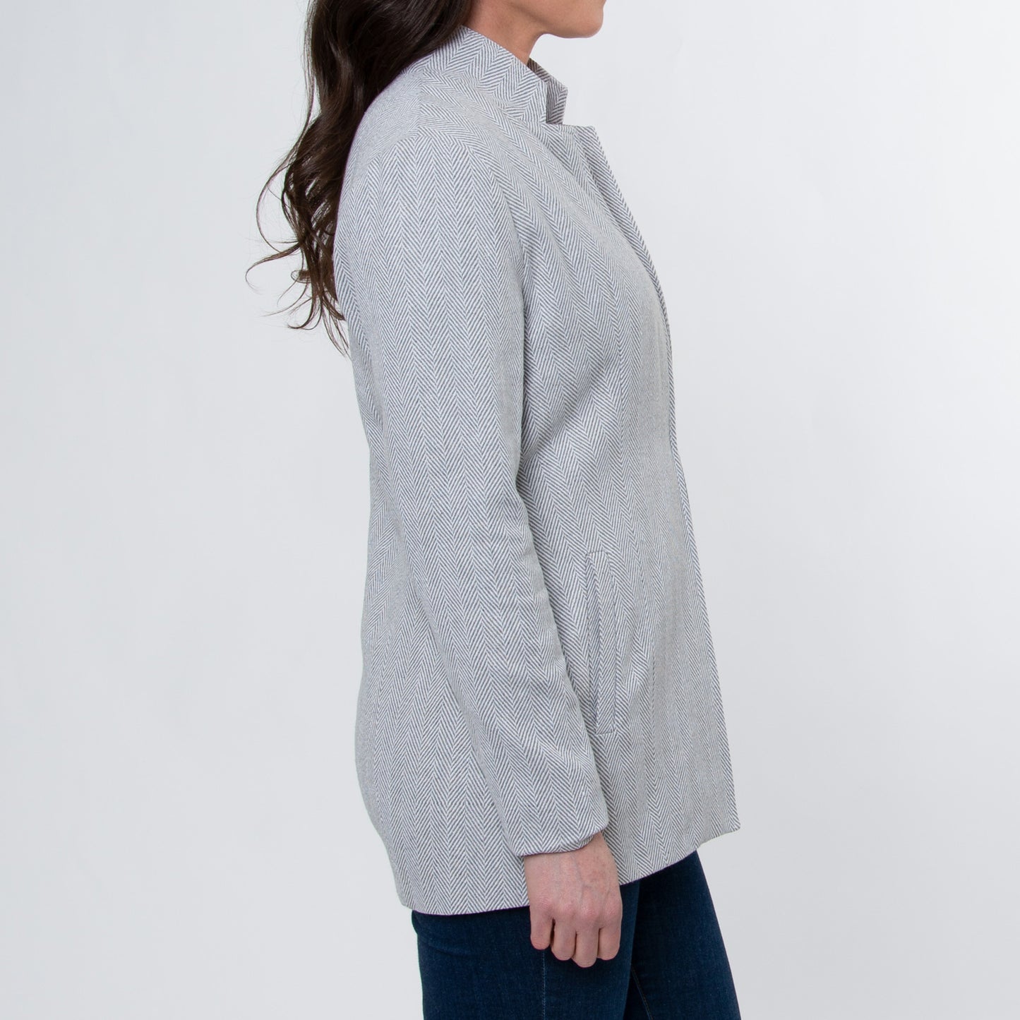 Archer Long Sleeve Herringbone Long Length Blazer