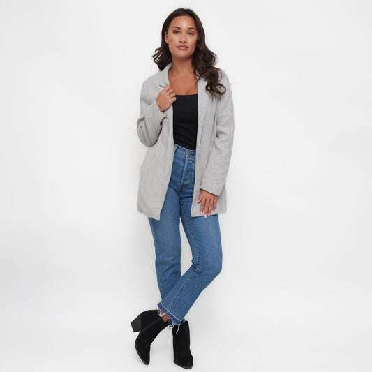 Archer Long Sleeve Herringbone Long Length Blazer