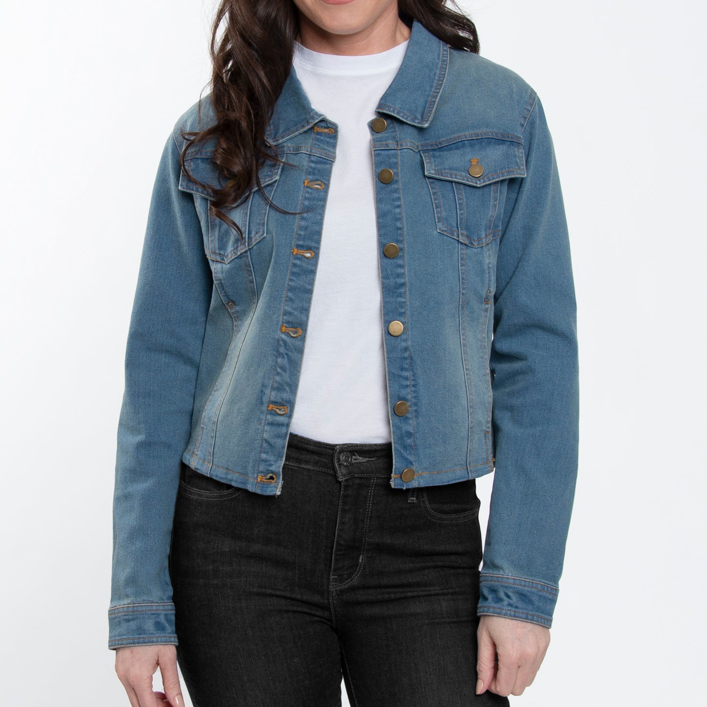 Bowie Light Wash Cropped Stretch Denim Jacket