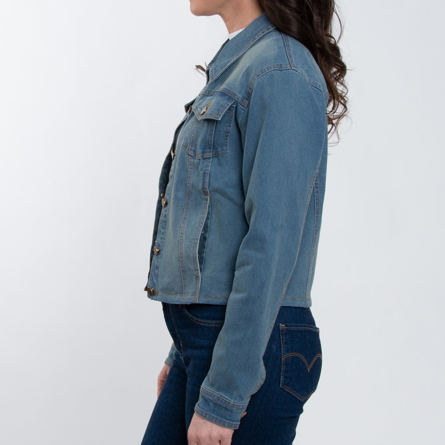 Bowie Light Wash Cropped Stretch Denim Jacket