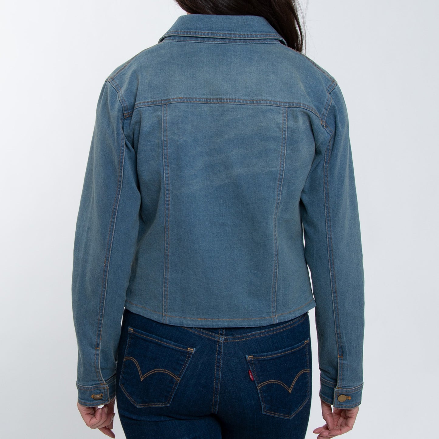 Bowie Light Wash Cropped Stretch Denim Jacket