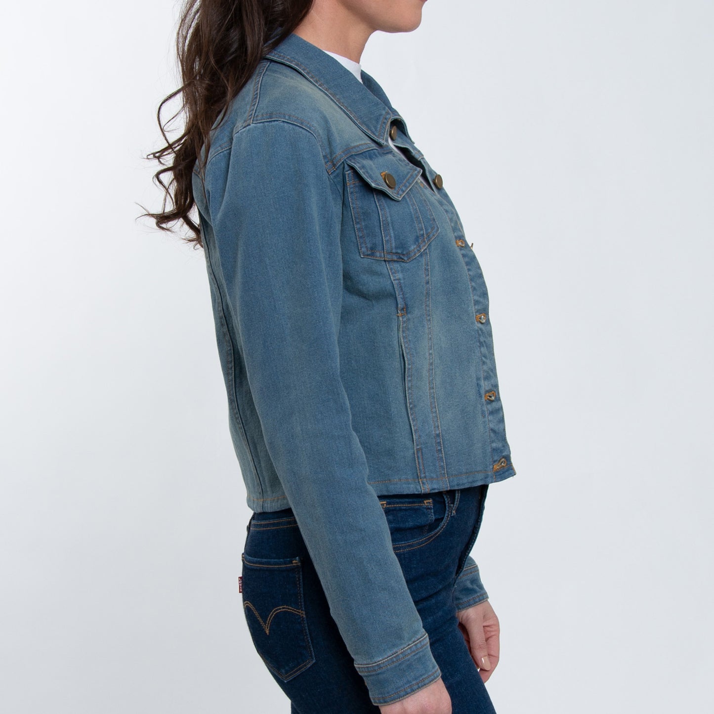 Bowie Light Wash Cropped Stretch Denim Jacket