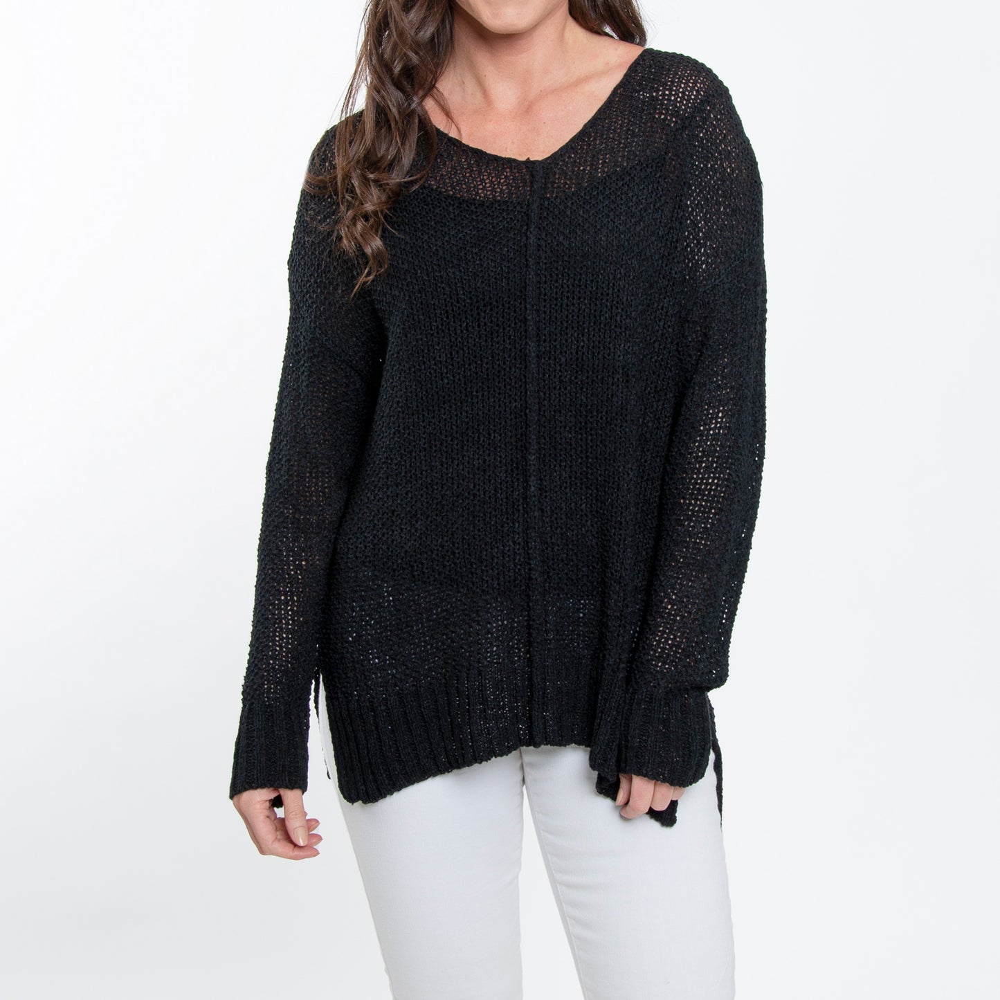 Ellery One Size Crochet Long Dolman Sleeve Sweater