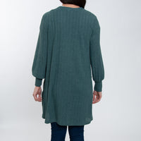 Maxx Jersey Knit Bishop Sleeve Ribbed Cardigan