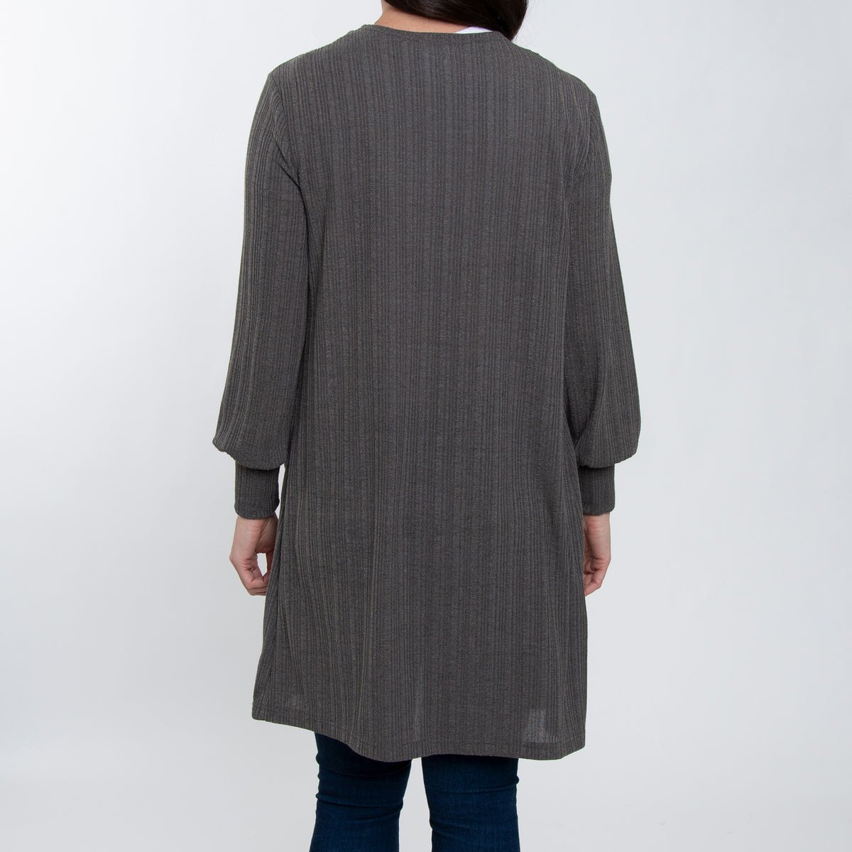 Maxx Jersey Knit Bishop Sleeve Ribbed Cardigan