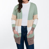 Jett Color Block Long Sleeve Patch Pocket Cardigan