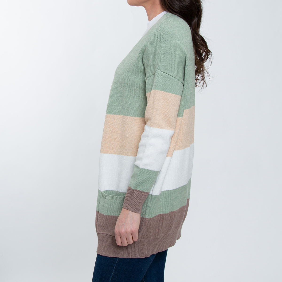 Jett Color Block Long Sleeve Patch Pocket Cardigan