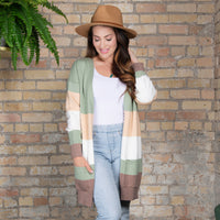 Jett Color Block Long Sleeve Patch Pocket Cardigan