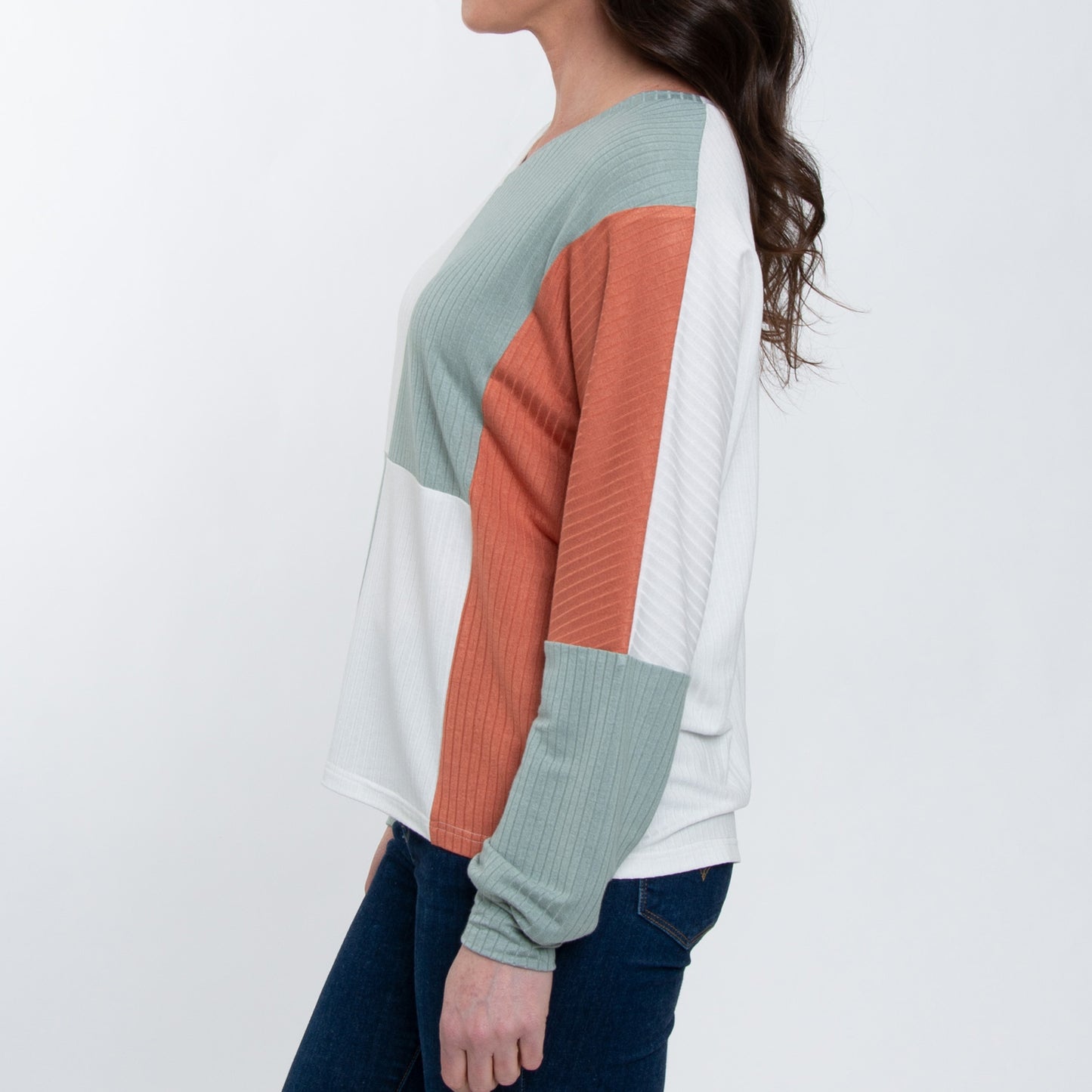 Keegan Long Sleeve V-Neck Color Block Sweater