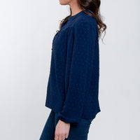 Perrie Swiss Dot Long Sleeve Peasant Blouse
