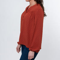 Perrie Swiss Dot Long Sleeve Peasant Blouse