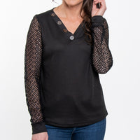 Dru Lace Long Sleeve Thermal V-Neck Sweater