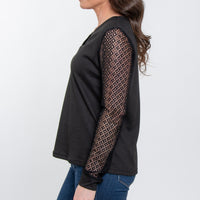 Dru Lace Long Sleeve Thermal V-Neck Sweater