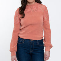 Jaylyn Ribbed Jersey Crew Neck Bishop Long Sleeve Top