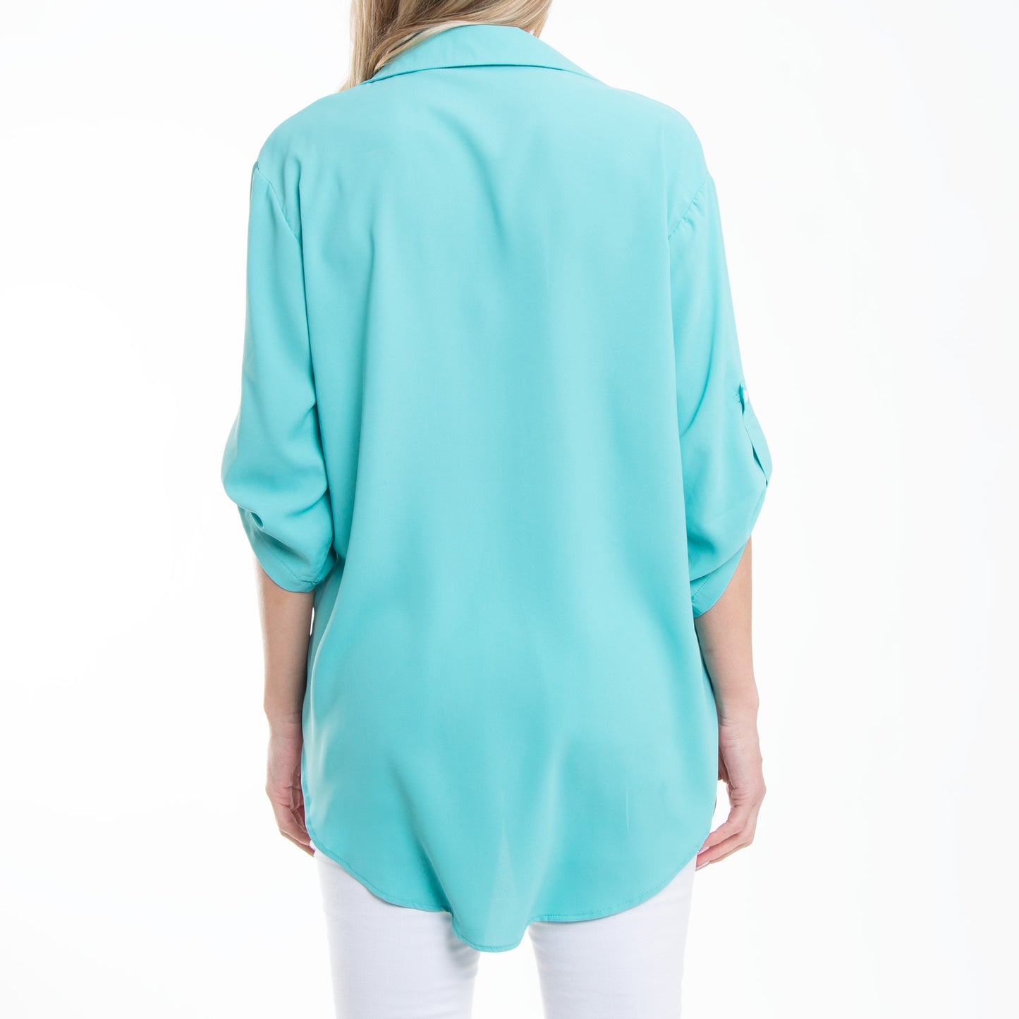 Amaris Collared Relaxed Fit Half Sleeve V-Neck Blouse
