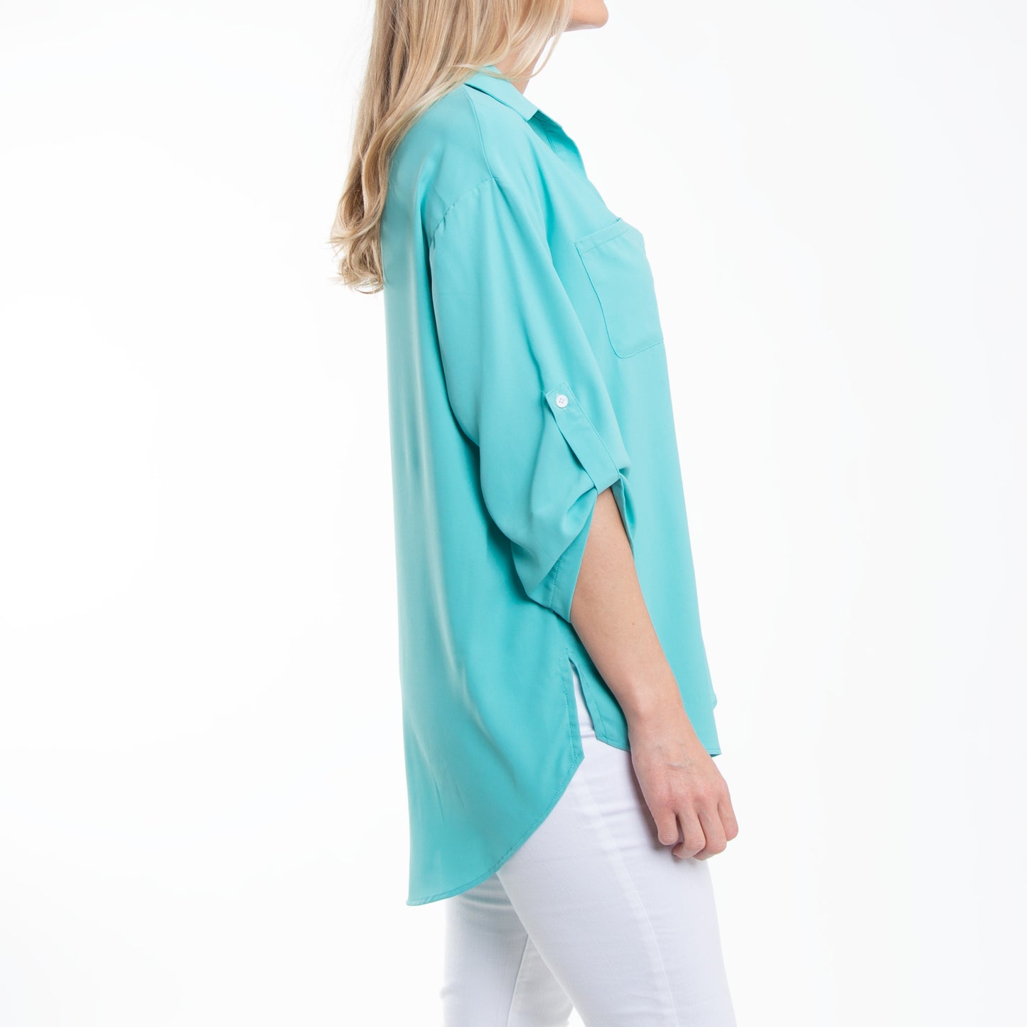 Amaris Collared Relaxed Fit Half Sleeve V-Neck Blouse