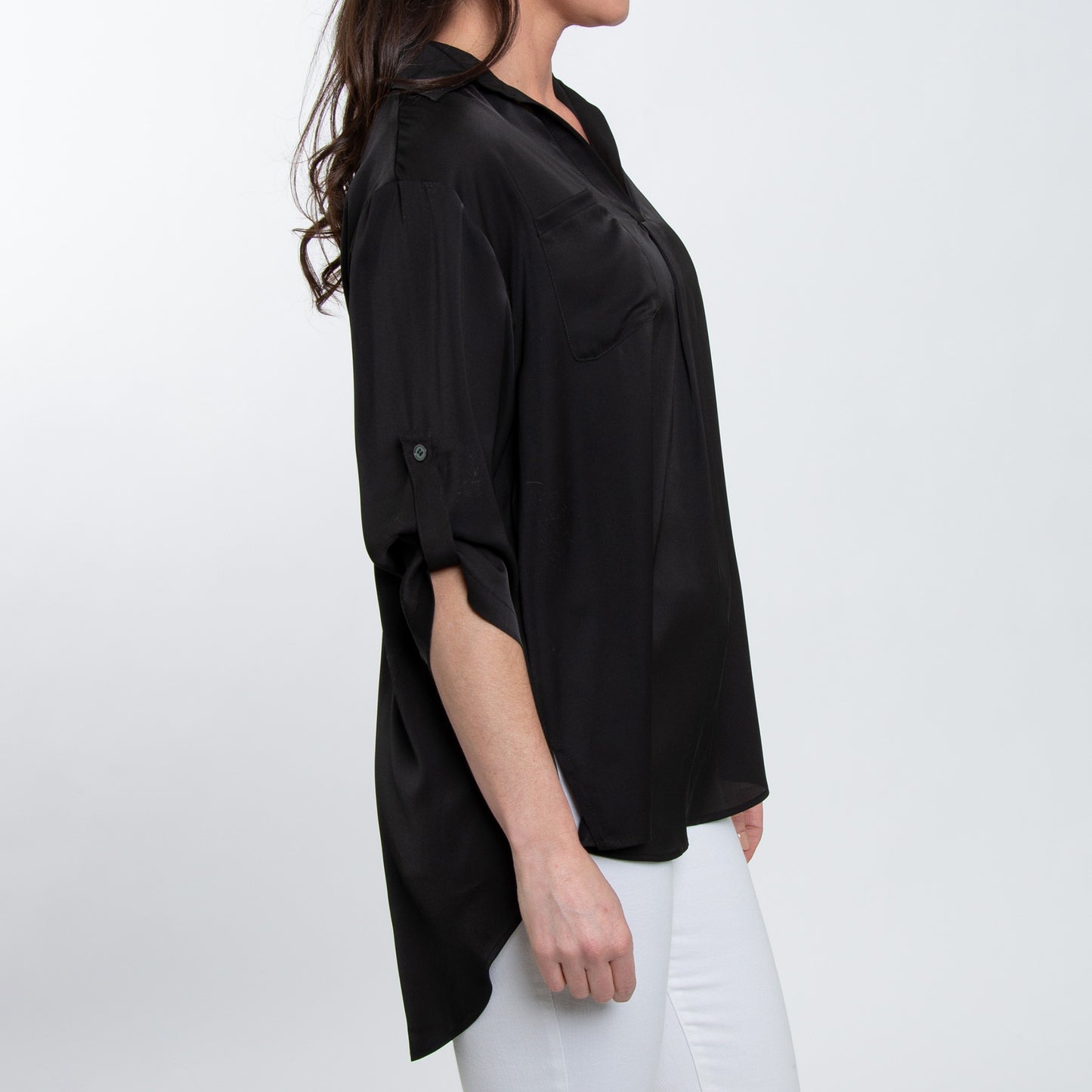 Amaris Collared Relaxed Fit Half Sleeve V-Neck Blouse