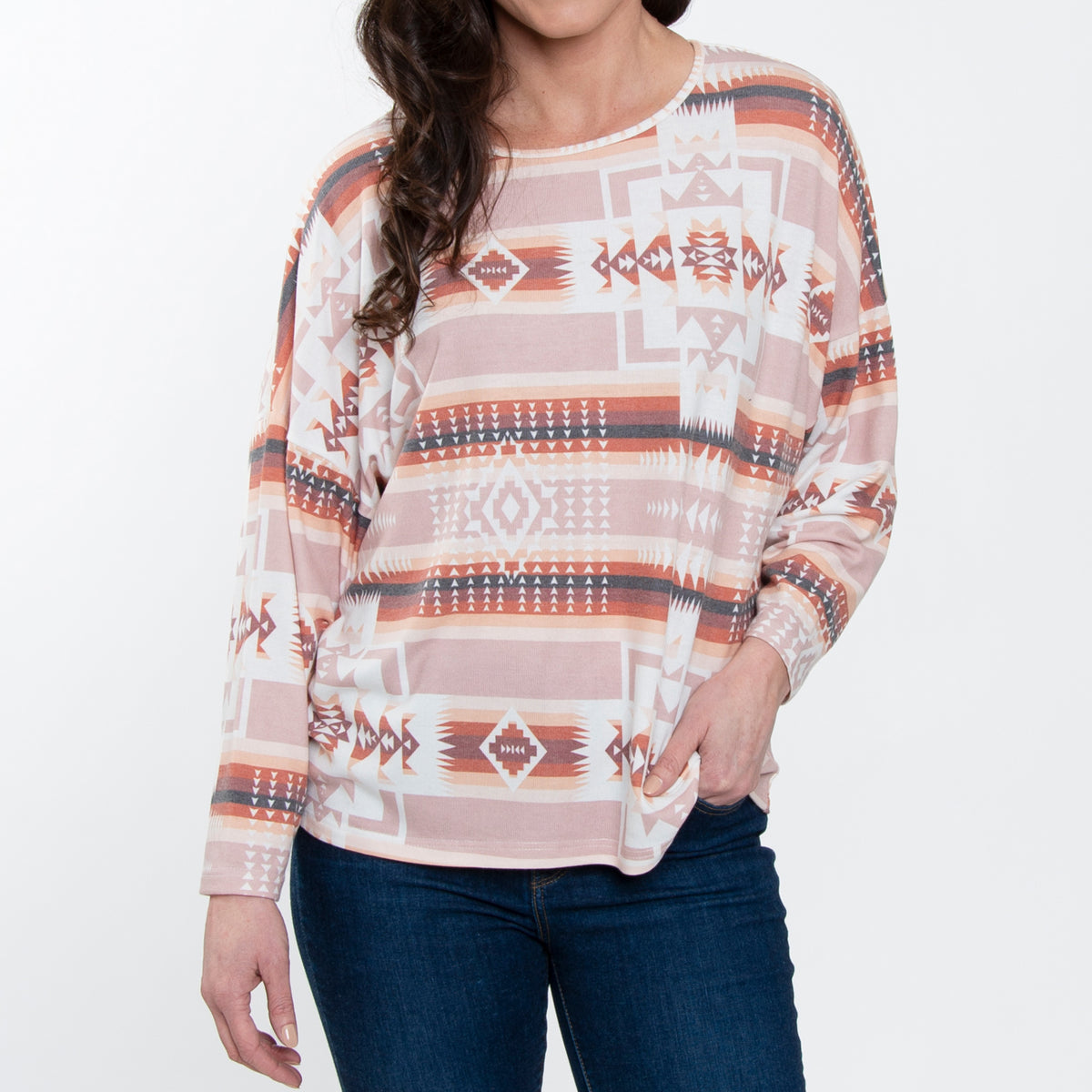 Cohen Long Sleeve Scoop Neck Drop Shoulder Top