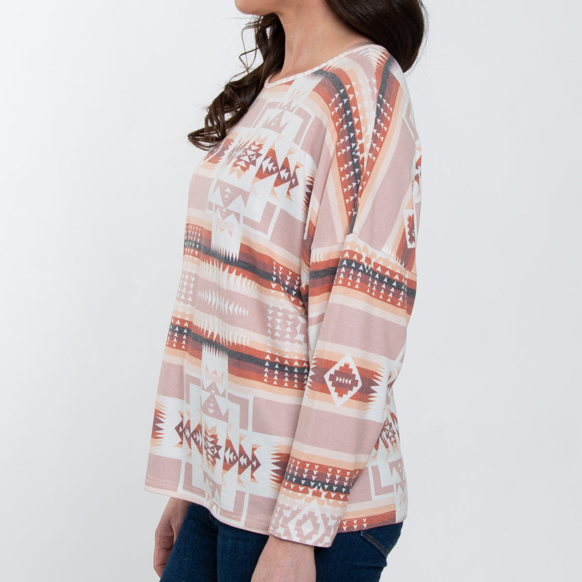 Cohen Long Sleeve Scoop Neck Drop Shoulder Top