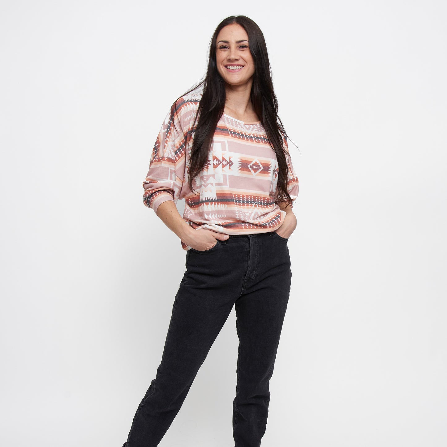 Cohen Long Sleeve Scoop Neck Drop Shoulder Top