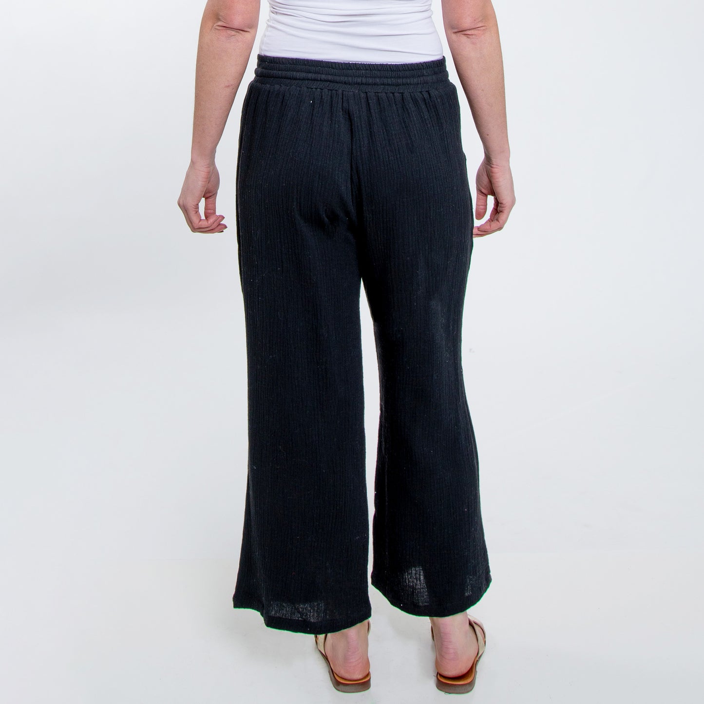 Monroe Cotton Gauze Wide Leg Cropped Drawstring Pant