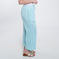 Monroe Cotton Gauze Wide Leg Cropped Drawstring Pant
