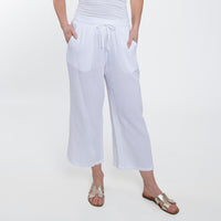 Monroe Cotton Gauze Wide Leg Cropped Drawstring Pant